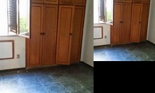 Quarto simples com cama de casal